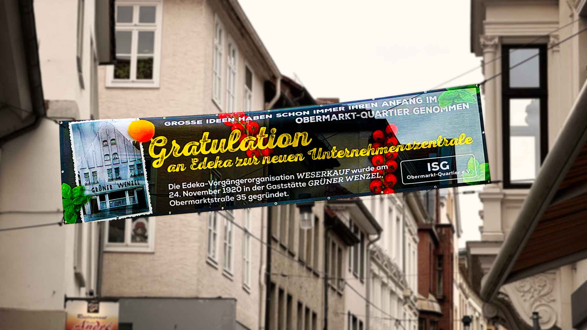 Edeka-Banner in der Obermarktstraße