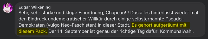 es-gehoert-aufgeraeumt-mit-diesem-pack Edgar Wilkenings Kommentar auf Facebook als Screenshot