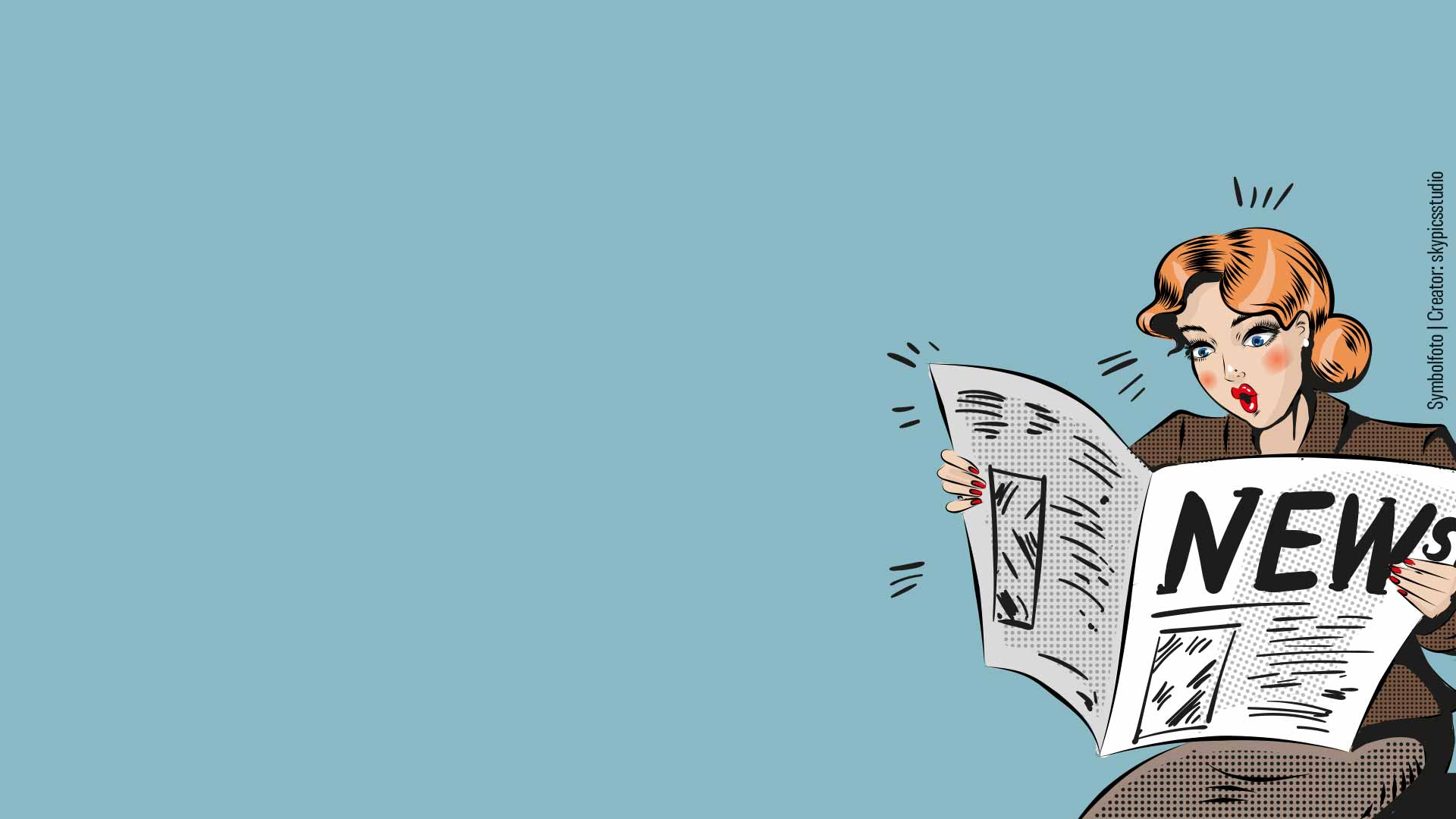 Schockierte Frau mit Zeitung in der Hand