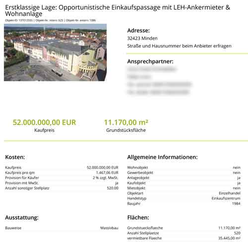 Ausschnitt aus dem Exposé zur Obermarktpassage