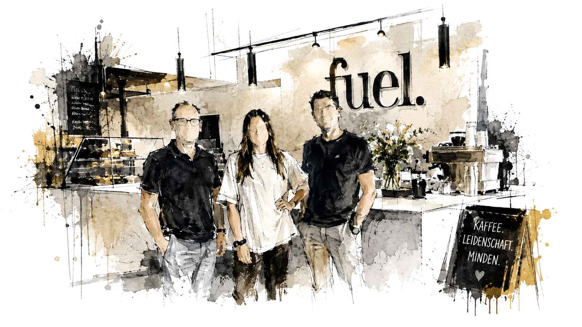 Illustration einer Café-Eröffnung